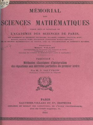cover image of Méthodes classiques d'intégration des équations aux dérivées partielles du premier ordre